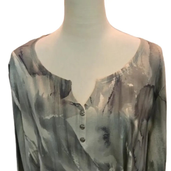 One World Abstract Design Grey & White Long Sleeve Top size 3X - Picture 3 of 14